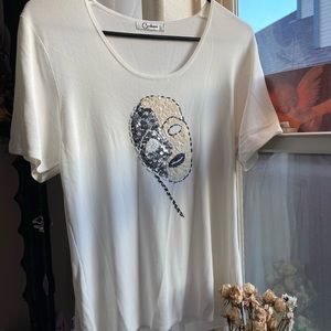 Vintage sparkly sequin face art top